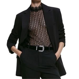 ZARA Sheer Embroidered Lace Top